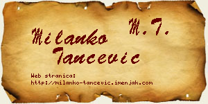 Milanko Tančević vizit kartica